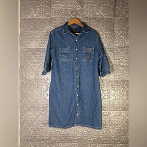 VINTAGE Route 66 Denim Dress 100% Cotton Made in USA size 16
